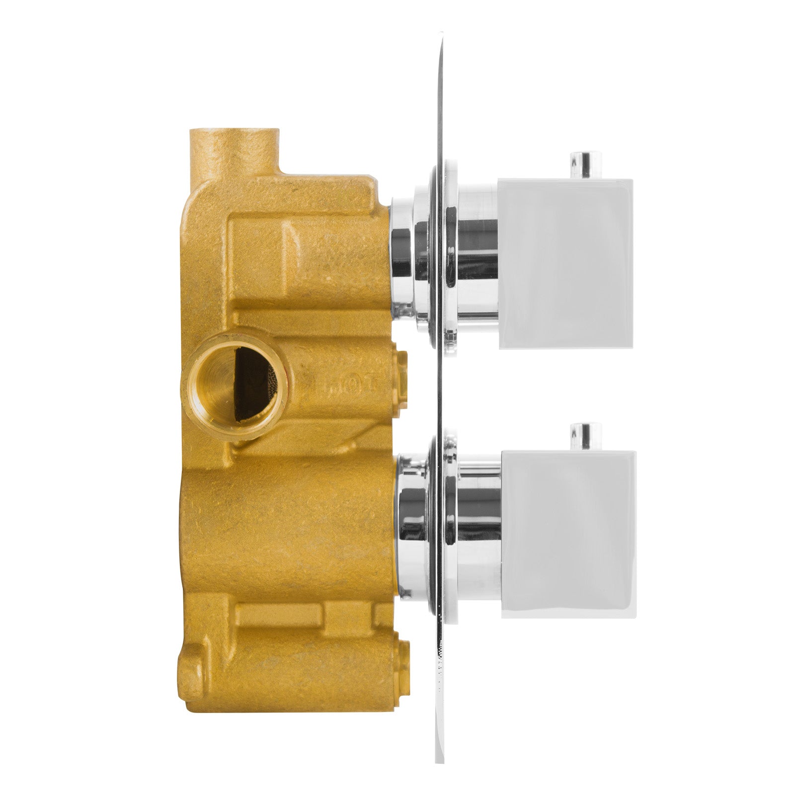 Chrome Square 2 Dial 1 Way Concealed Thermostatic Shower Mixer Valve