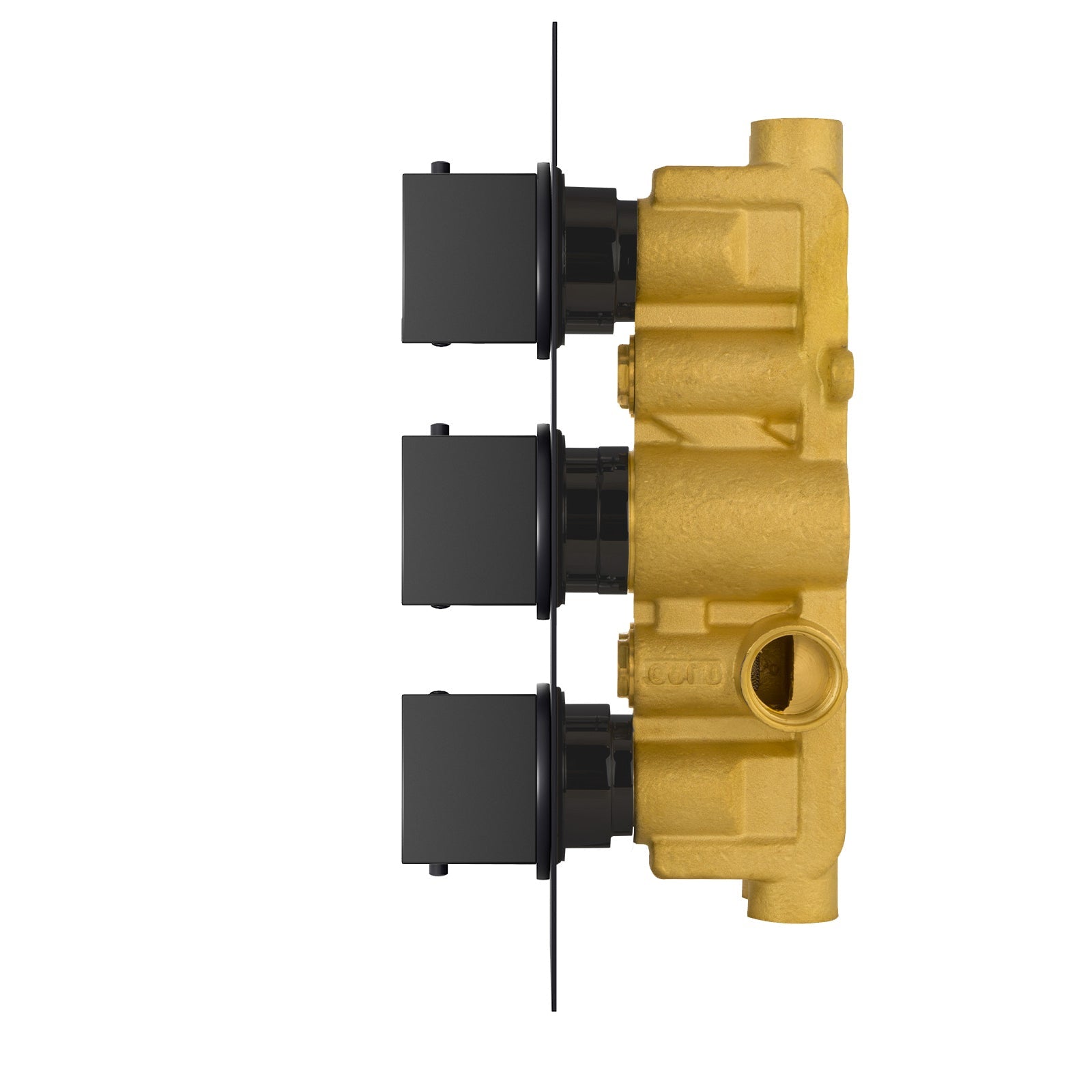 Orta Square 3 Dial 2 Outlet Black Matt Concealed Thermostatic Shower Valve