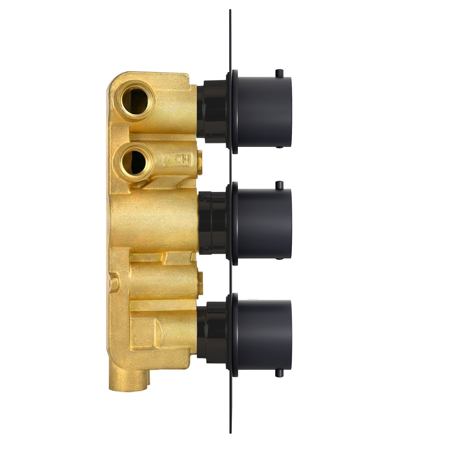 3 Dial 3 Way Round Concealed Thermostatic Shower Valve - Matt Black