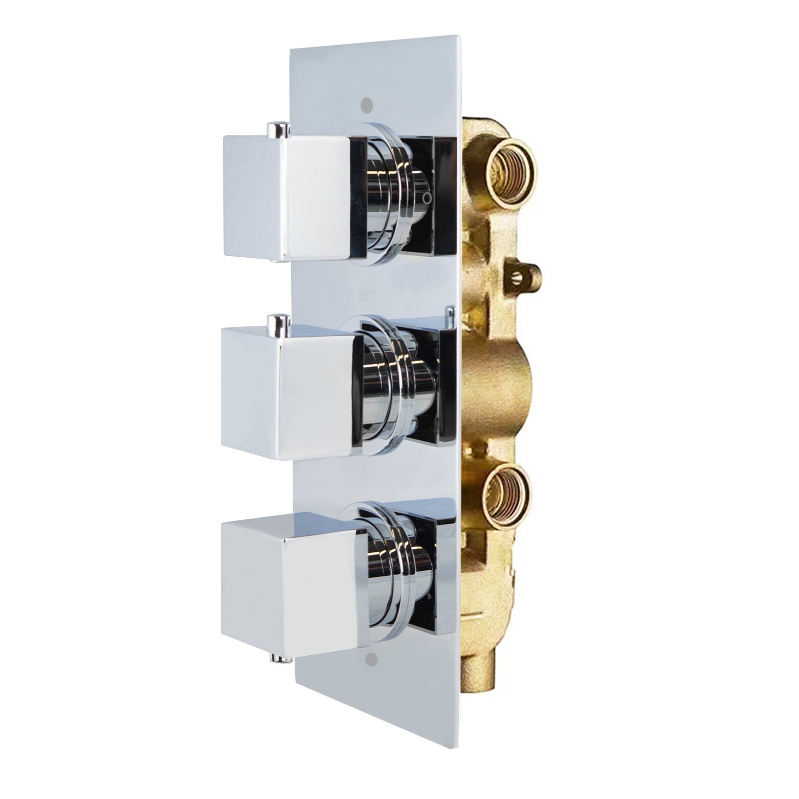 Olive 3 Dial 3 Outlet Concealed Thermostatic Shower - Square- Refined Valve
