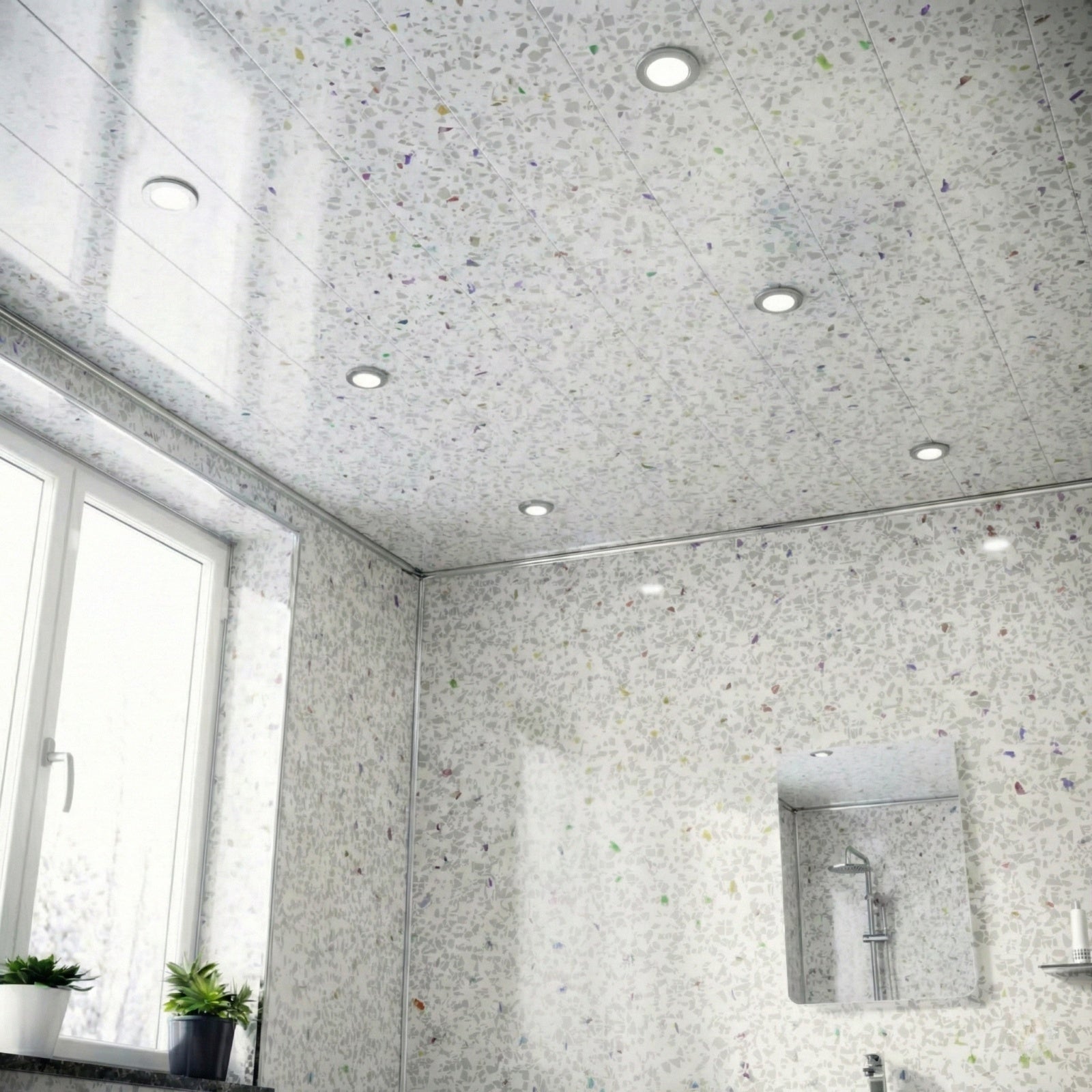 PVC Ceiling Panel/Shower Wall Panel Grey Galaxy 250mm x 2700mm x 5mm (Pack Of 4)