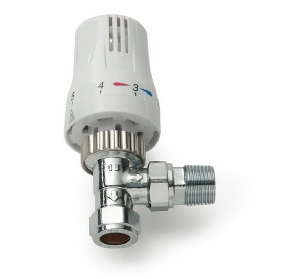 Kartell Style Angled Thermostatic Radiator Valve Chrome Radiator Valve - TRVSA