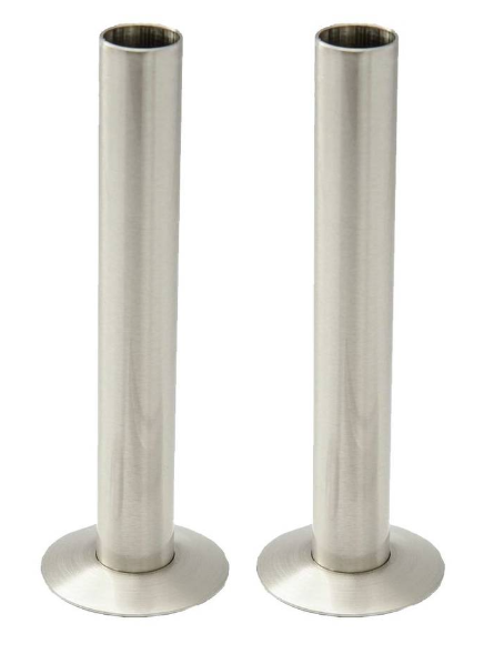 Kartell 15mm 180mm Brushed Nickel Wall Mounted Pipe and Rosettes (Pair) - NK-PIPE01