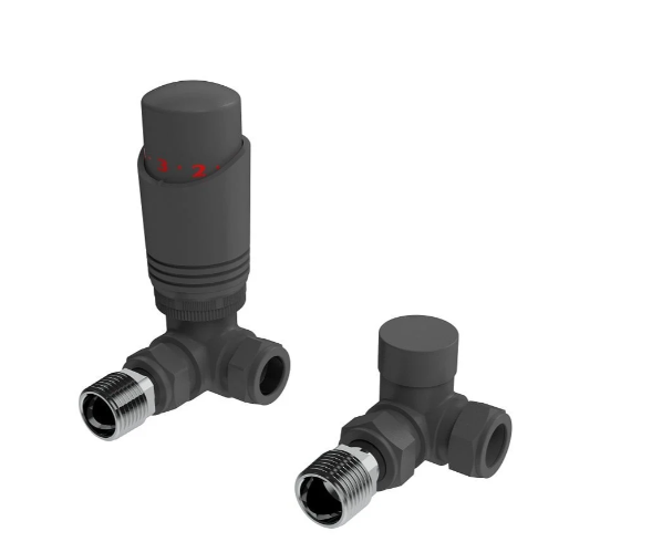 Kartell Design Twin Pack Thermostatic Radiator Valve Anthracite Corner - AN-TRV101C