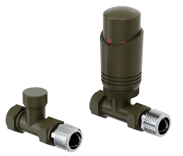 Kartell Design Bronze Straight Thermostatic Radiator Valve TRV Twin Pack - BZ-TRV201S