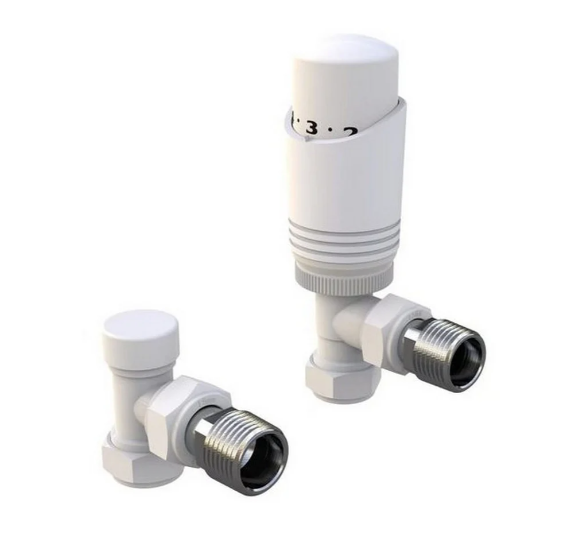 Kartell Design Twin Pack White Angled Thermostatic Radiator Valve - WT-TRV301A