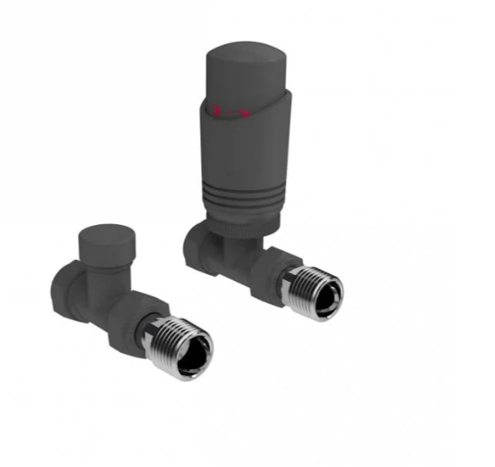 Kartell Design Twin Pack Thermostatic Radiator Valve Anthracite Straight - AN-TRV201S