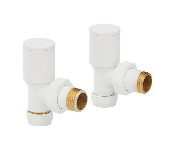 Kartell Radiator Valve 15mm White Angled Valve Pair - WHITE-ANG