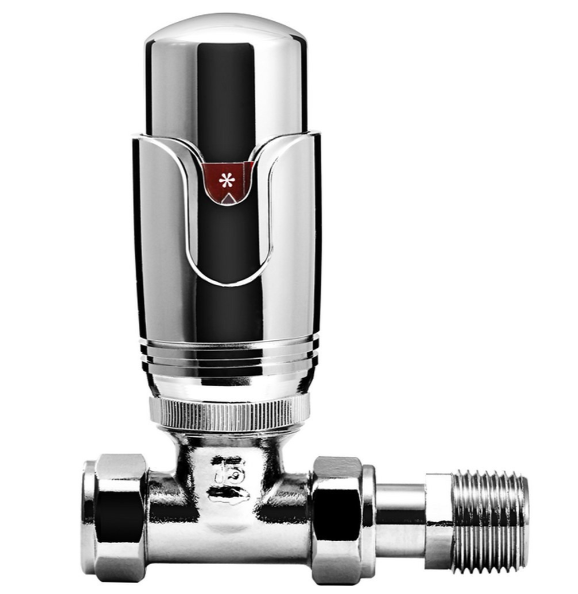 Kartell Refined Straight Chrome Radiator Mounted Thermostatic Radiator Valve - TRVRSC