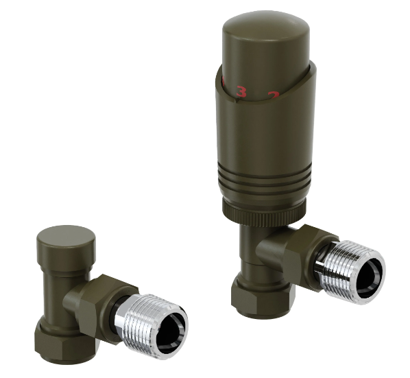 Kartell Design Bronze Angled Thermostatic Radiator Valve Twin Pack - BZ-TRV301A