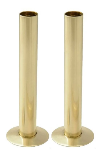 Kartell 15mm Pipe and Rosettes 180mm Brushed Brass Wall Mounted Radiator Pipe Covers - BR-PIPE01
