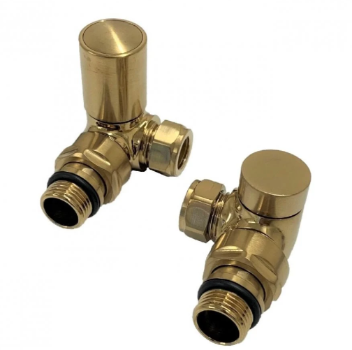 Kartell Brushed Brass Corner Radiator Valve (Pair) - BRASS-CRNV
