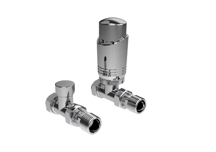Kartell Design Twin Pack Thermostatic Radiator Valve Chrome Straight Radiator Valve - CR-TRV201S
