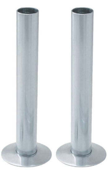 Kartell 15mm 180mm Chrome Wall Mounted Radiator Pipe and Rosettes (Pair) - CR-PIPE01