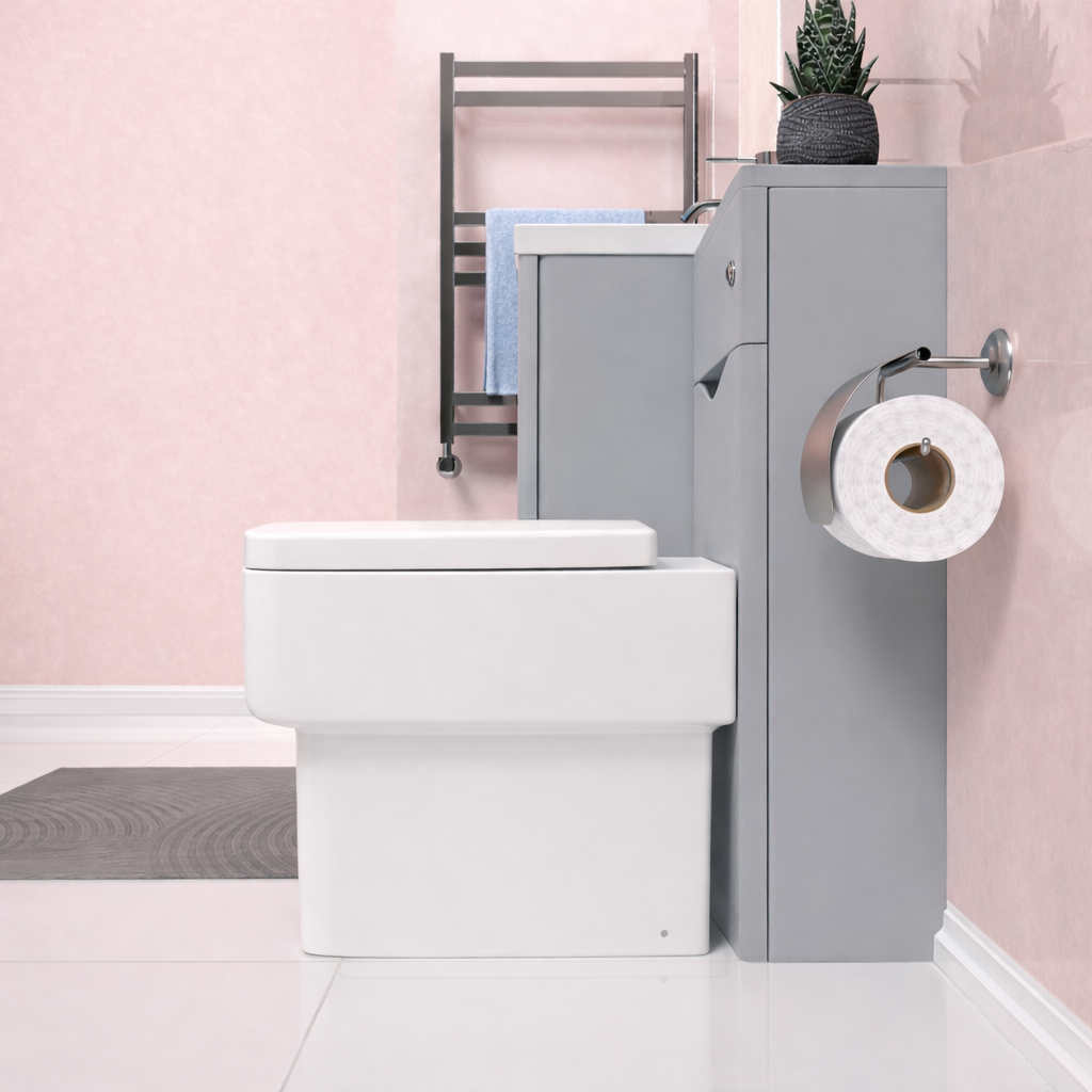 Merton Matte Grey 1000mm Freestanding Vanity Basin WC Unit & Rimless BTW Toilet