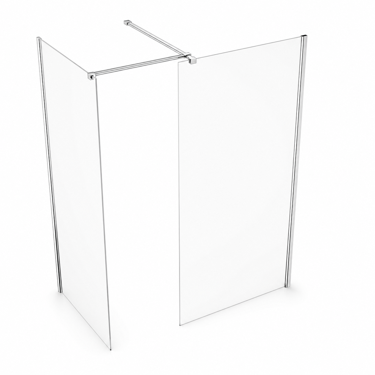 Chrome 900 x 800mm Two-Panel Wet Room Screen with 8mm Tempered Glass and Tray