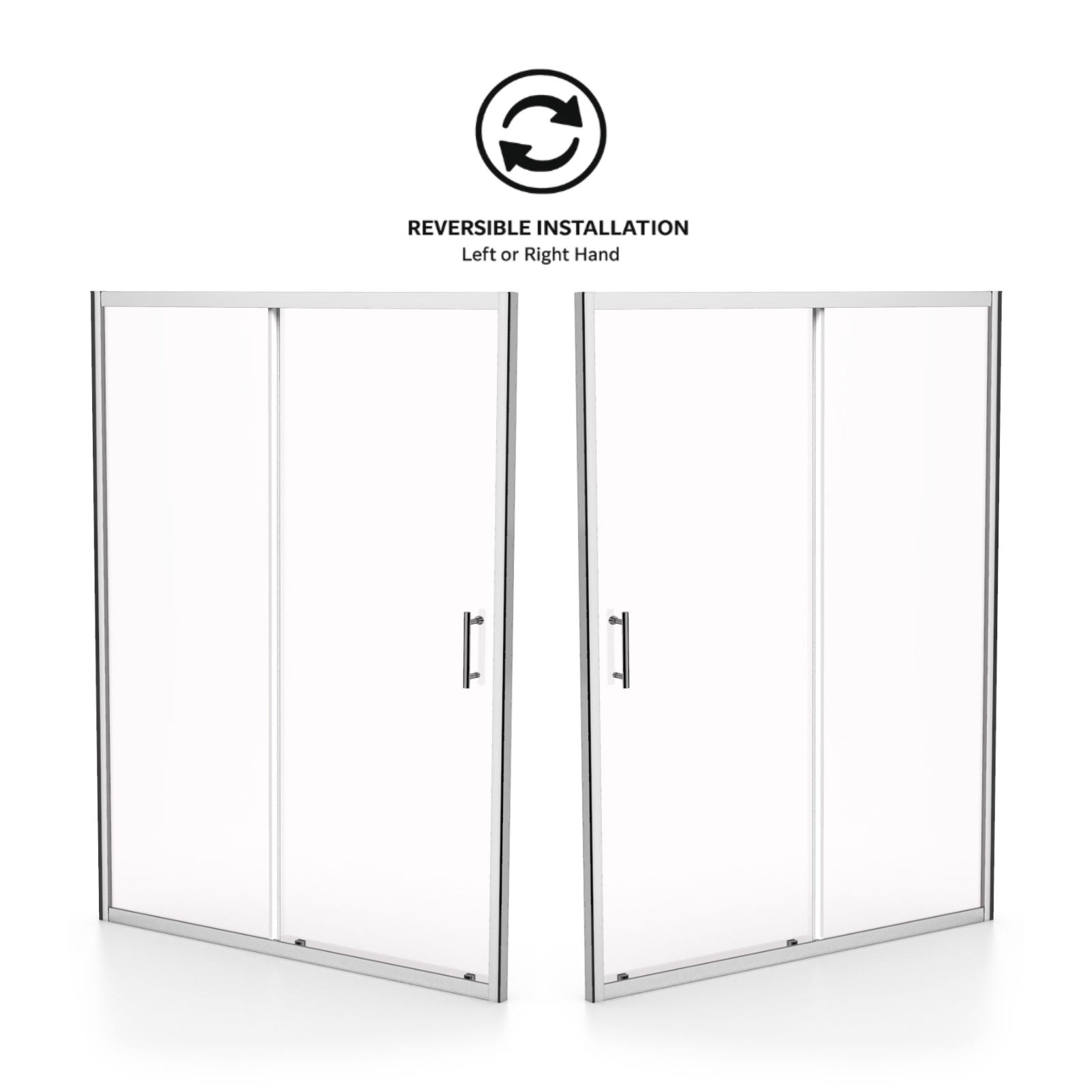 Saturn glass shower sliding door image front view