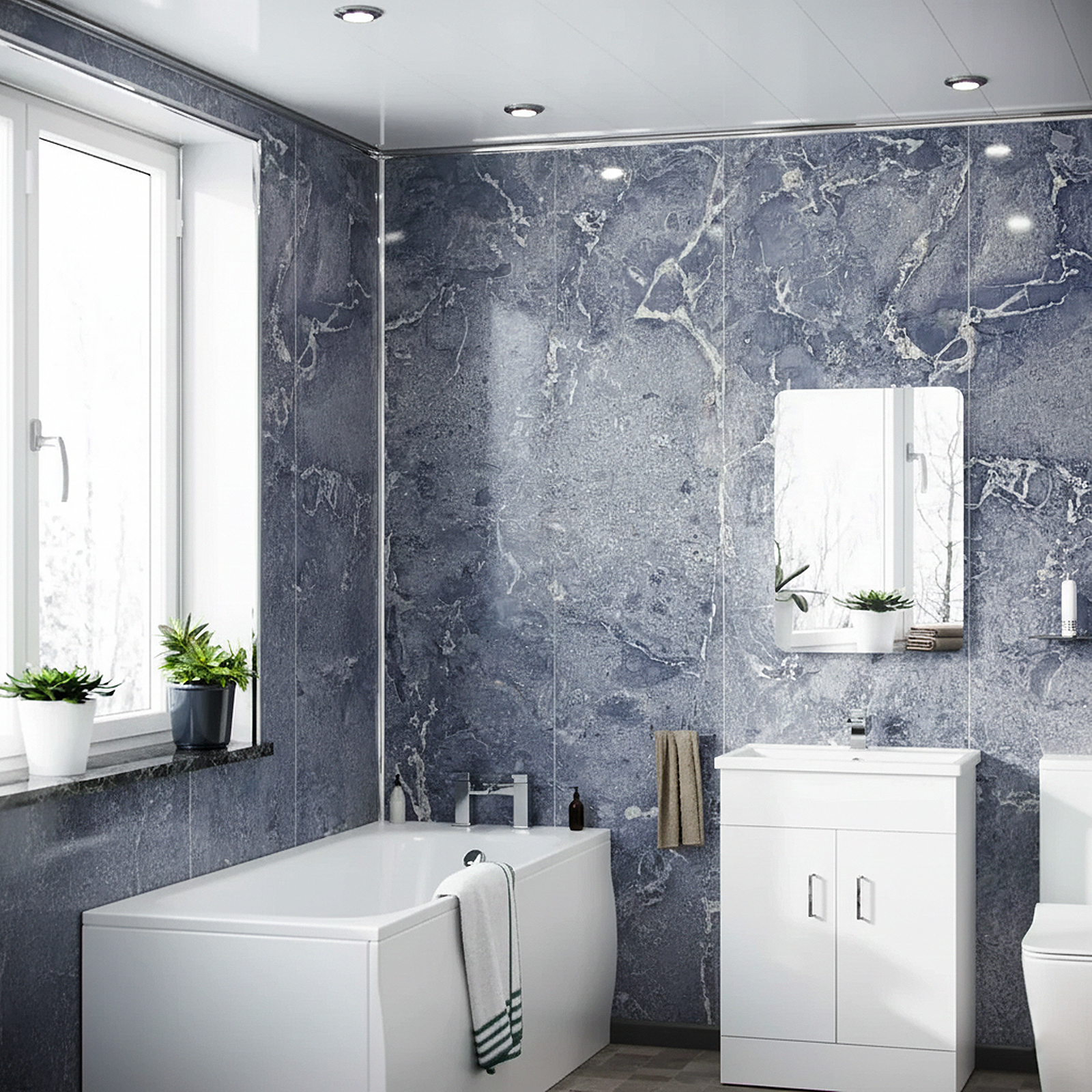 PVC Shower Wall Panel Graphite Blue Matte 1000mm x 2400mm X 10mm