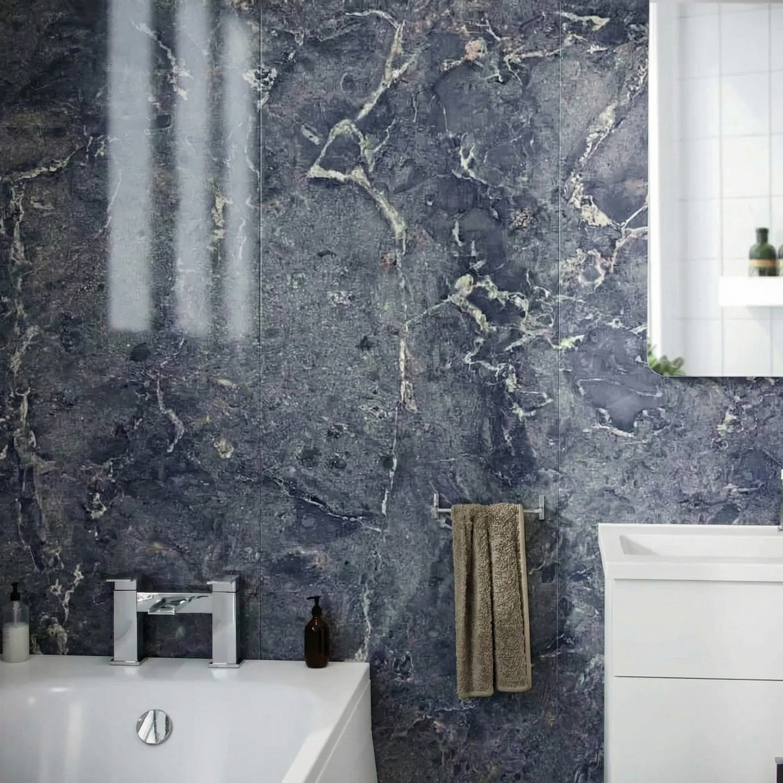 PVC Shower Wall Panel Graphite Blue Matte 1000mm x 2400mm X 10mm