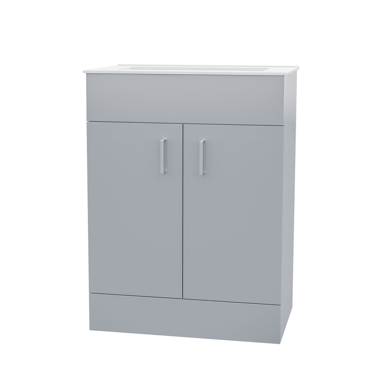 Nanuya 600mm Light Grey Floorstanding Vanity Unit & Slim White Basin Flat Pack
