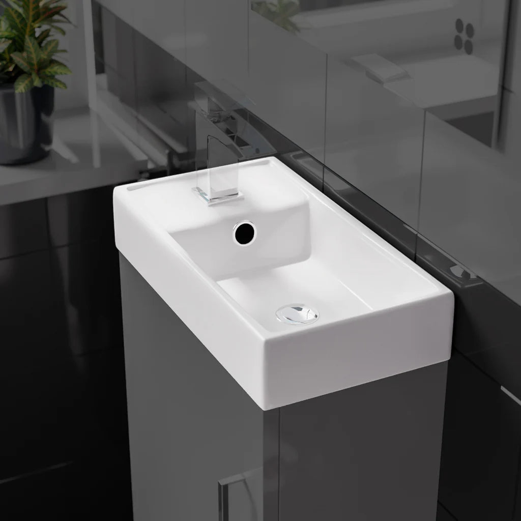 400mm White Ceramic Basin with 1 Tap Hole