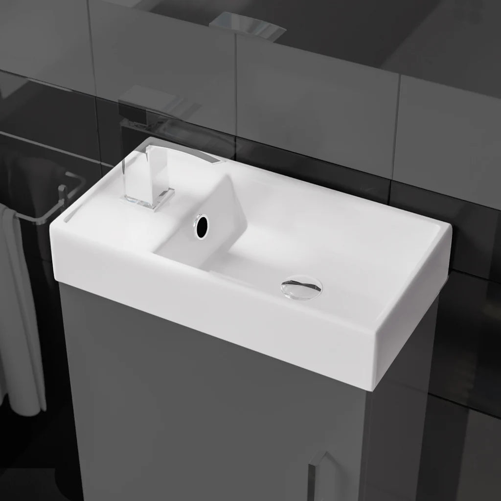 400mm White Ceramic Basin with 1 Tap Hole