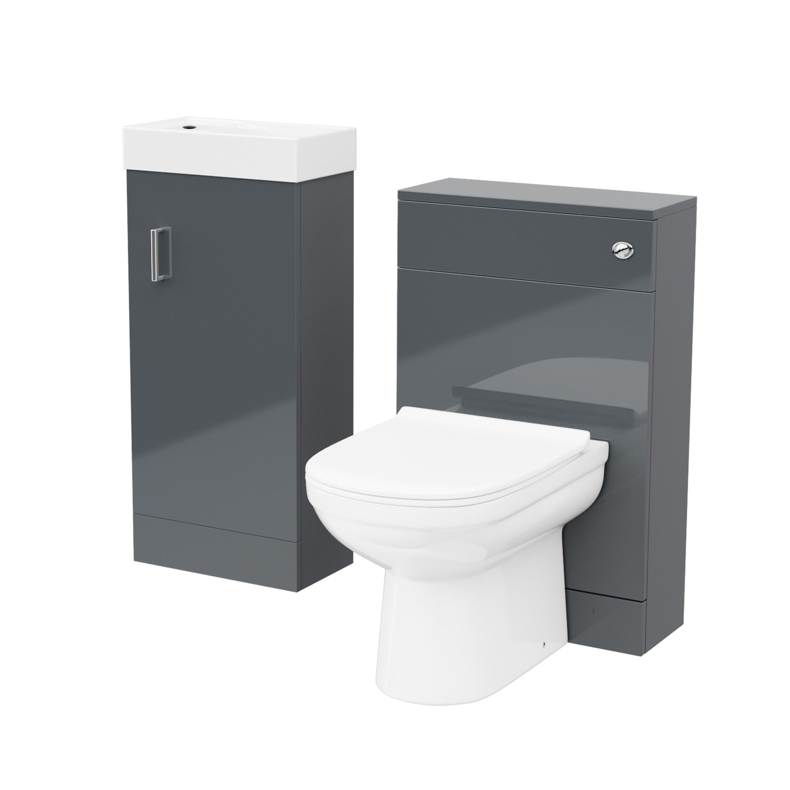 Nanuya Dark Grey 400mm Floorstanding Vanity Cabinet, BTW Toilet & WC Unit
