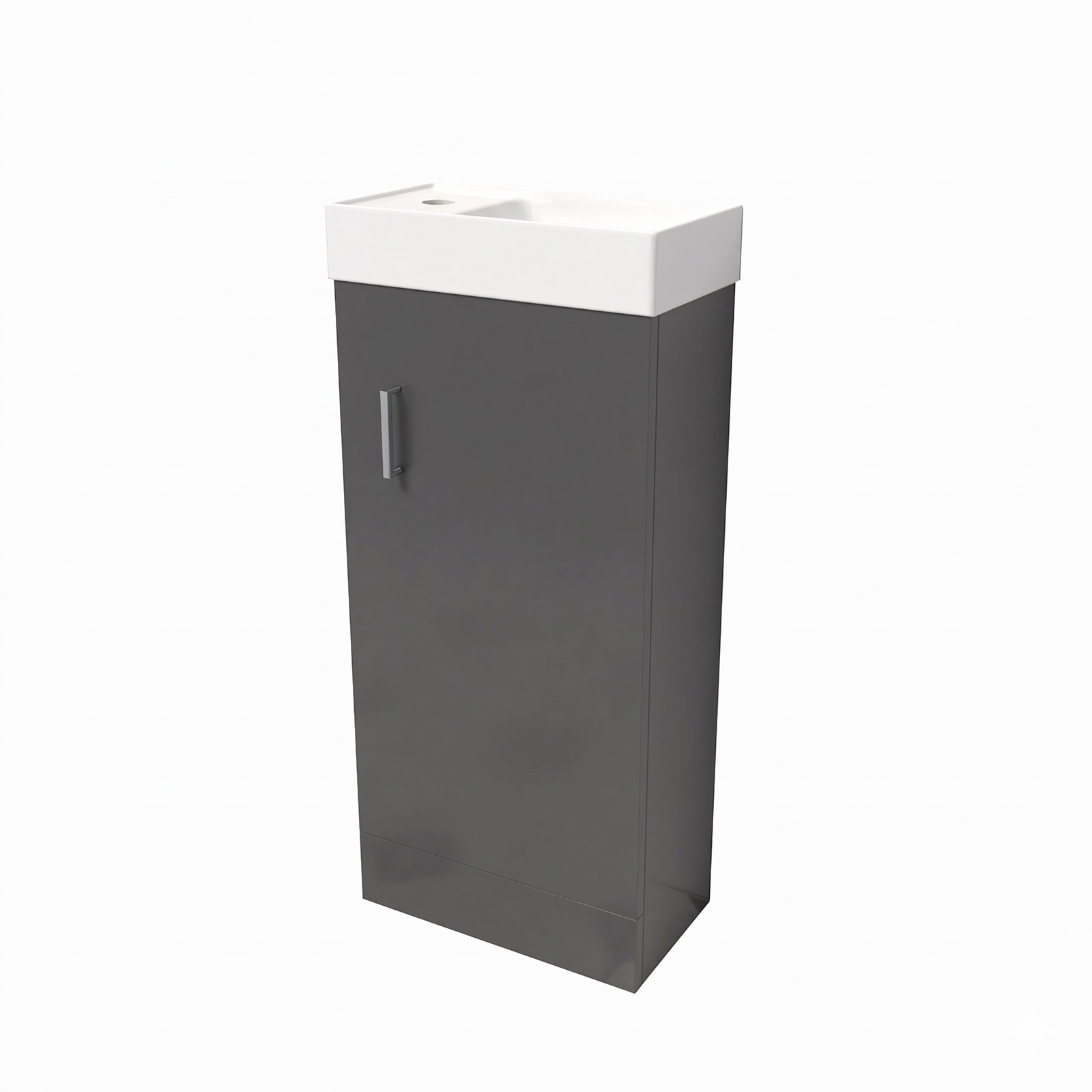 Small Bathroom Suite - Nanuya 400mm Anthracite Cloakroom Basin Vanity Unit with Close Coupled Toilet & 1400mm Square Single Ended Bath