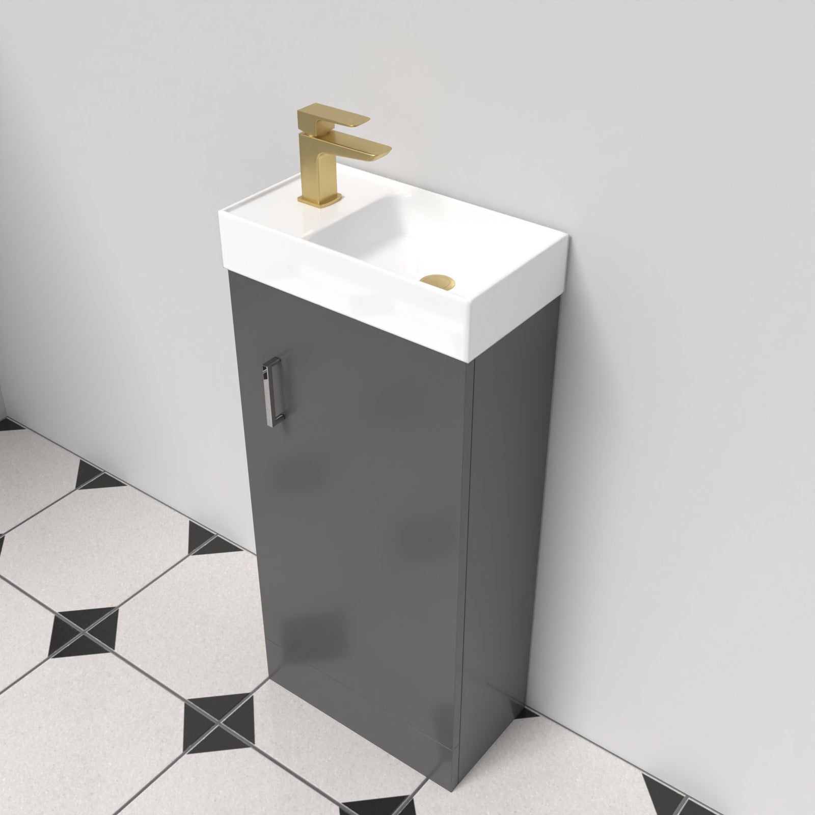 Nanuya Dark Grey Floorstanding 400mm Vanity Unit & Square Basin Mixer Tap