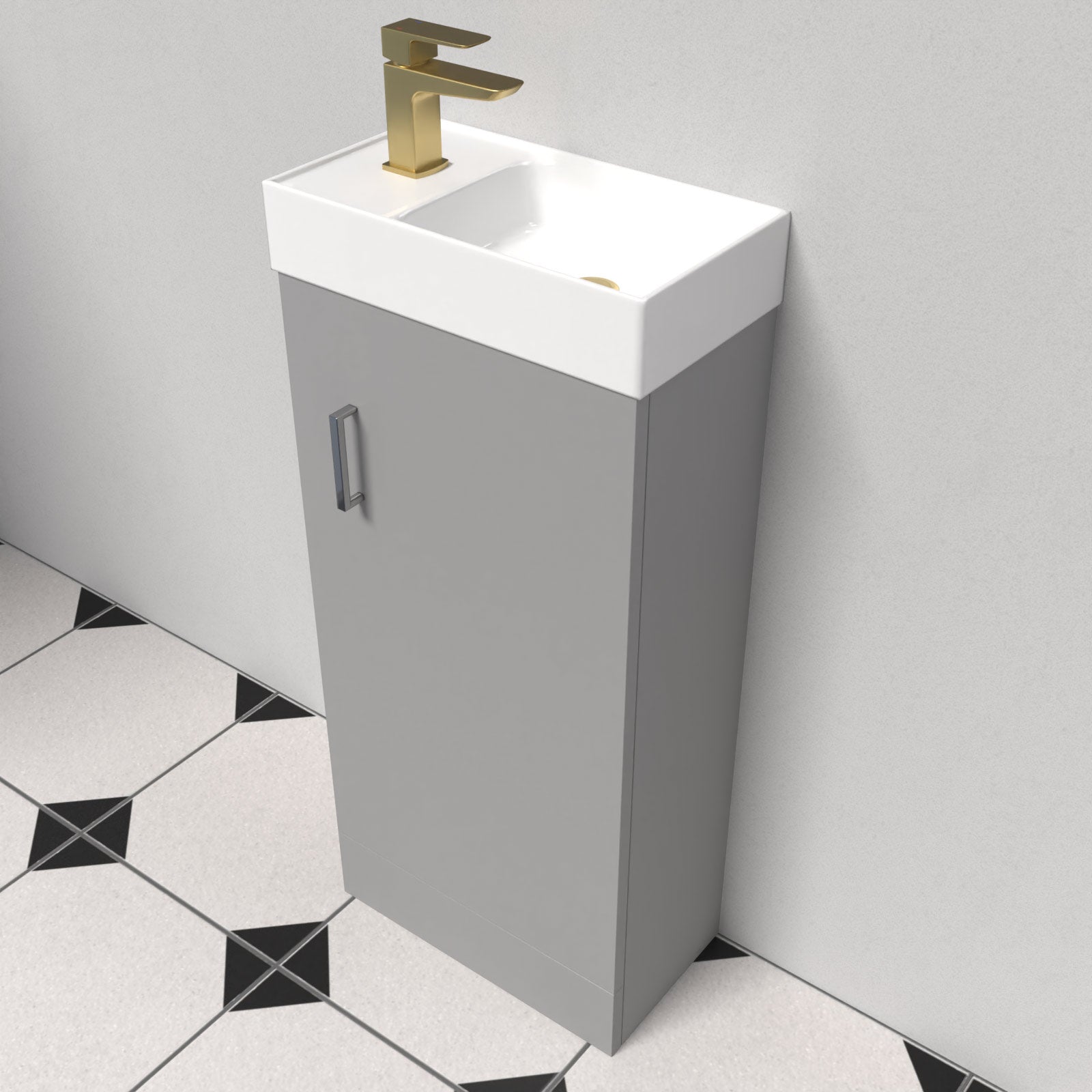 Nanuya Grey Floorstanding 400mm Vanity Unit & Square Basin Mixer Tap