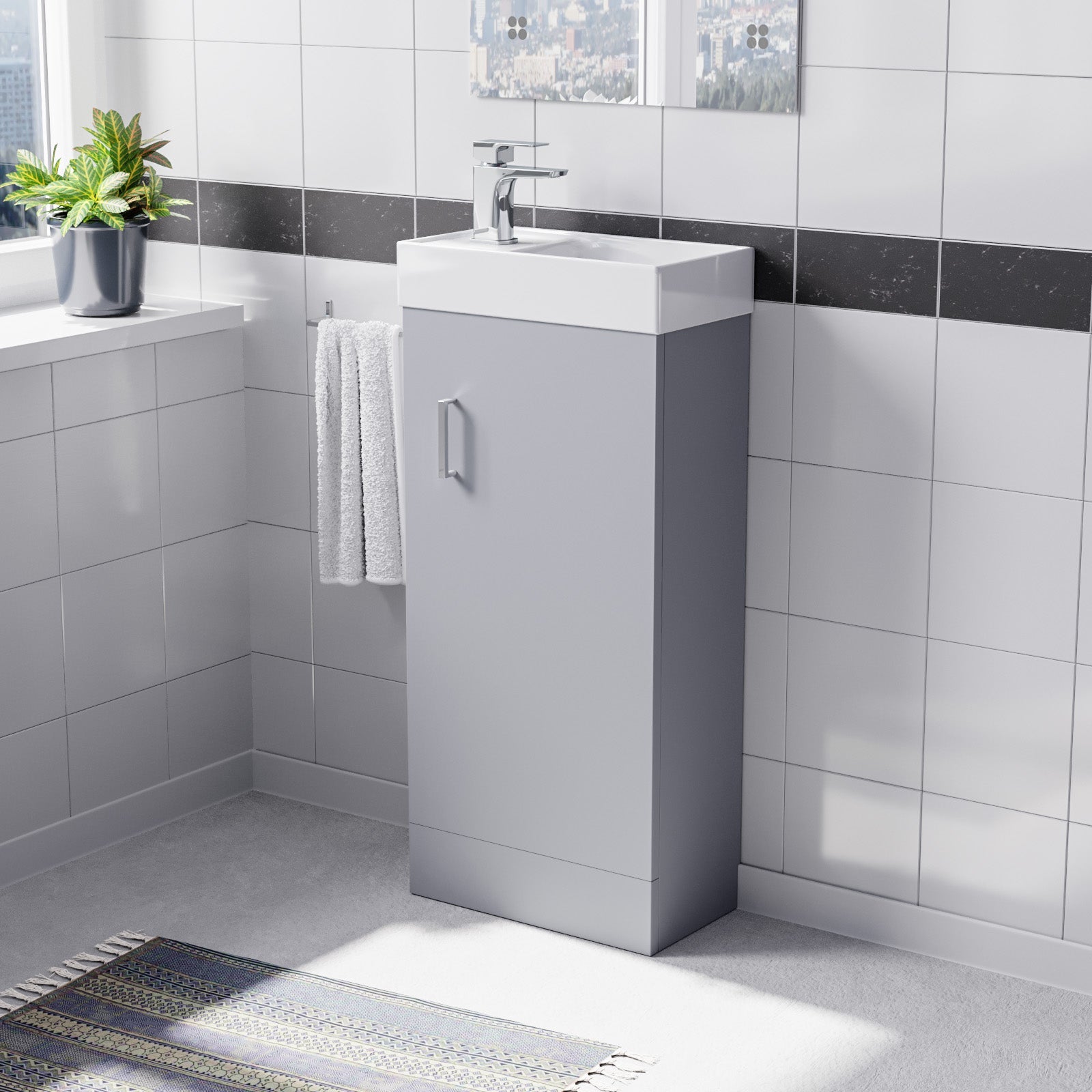 Nanuya 400mm Matte Grey Bathroom Basin Sink Vanity Unit Cabinet