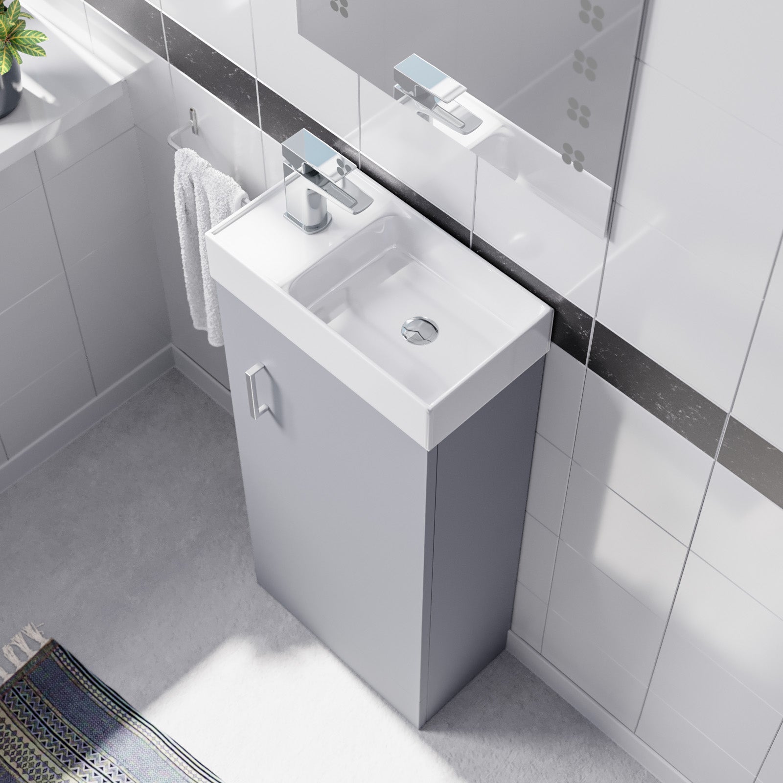 Nanuya 400mm Matte Grey Bathroom Basin Sink Vanity Unit Cabinet