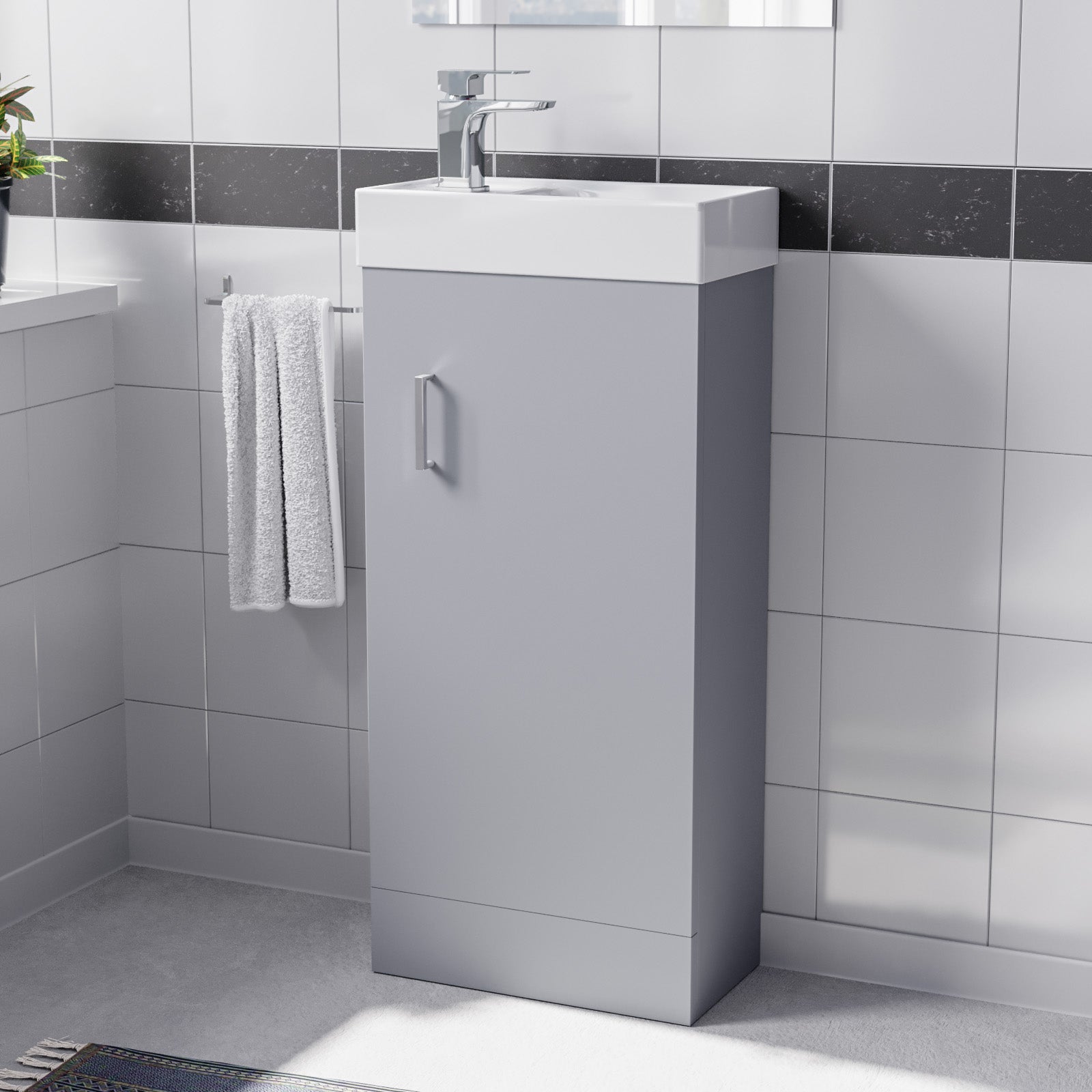 Nanuya 400mm Matte Grey Bathroom Basin Sink Vanity Unit Cabinet