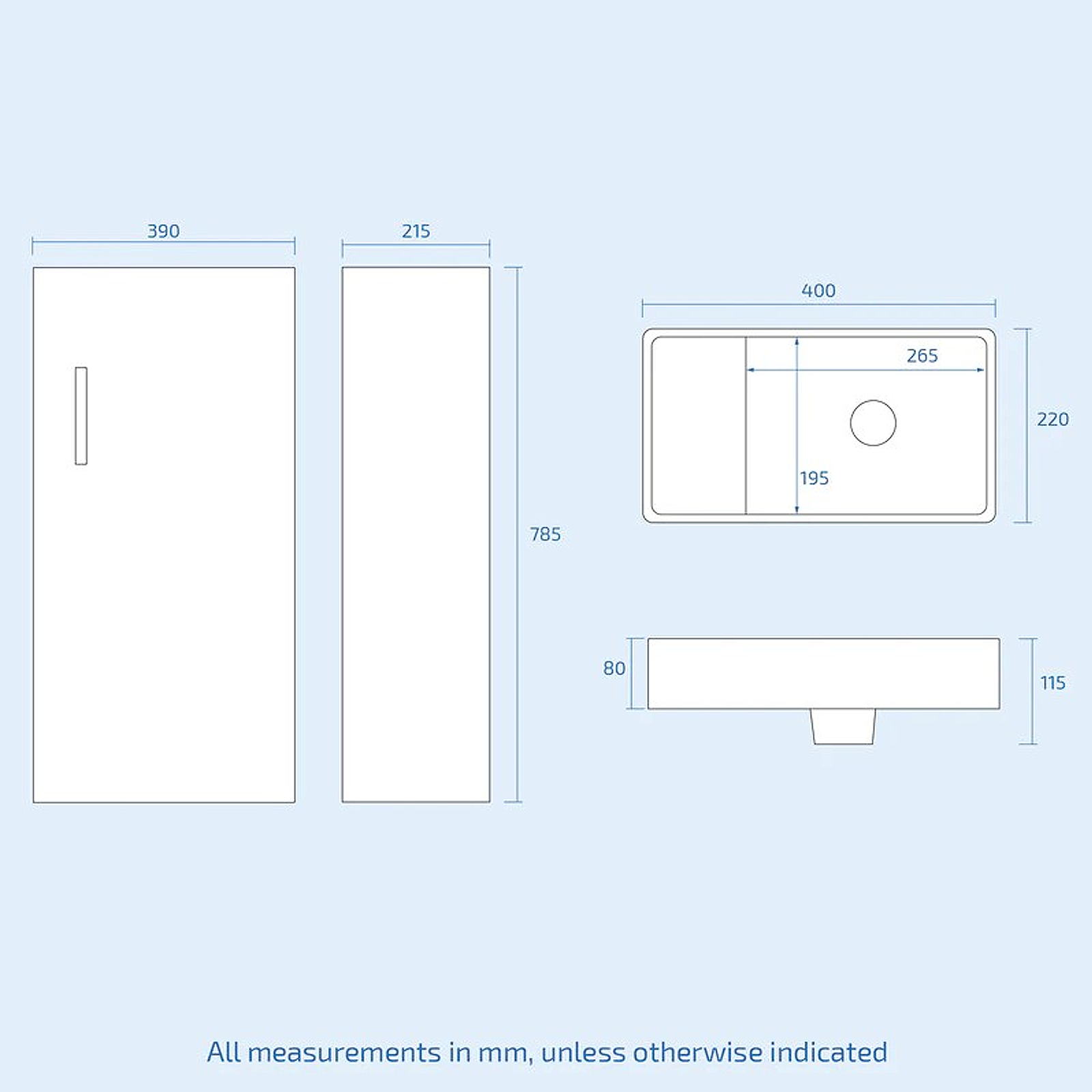 Nanuya Cloakroom 400mm Matte Grey Freestanding Vanity Basin Unit & Close Coupled Toilet with Soft Close Seat