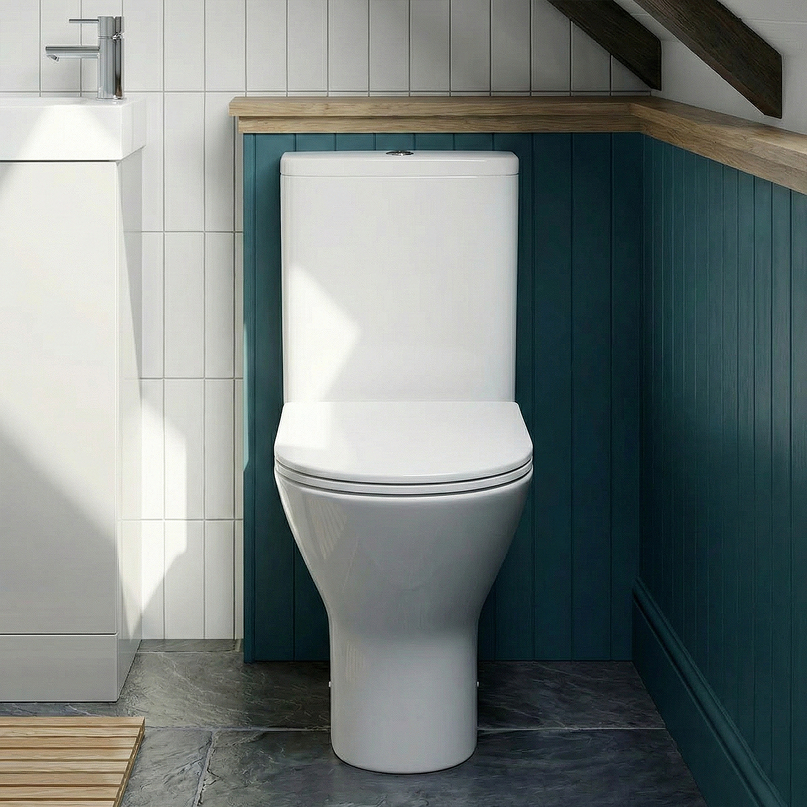 Nanuya Cloakroom 400mm Matte Grey Freestanding Vanity Basin Unit & Close Coupled Toilet with Soft Close Seat