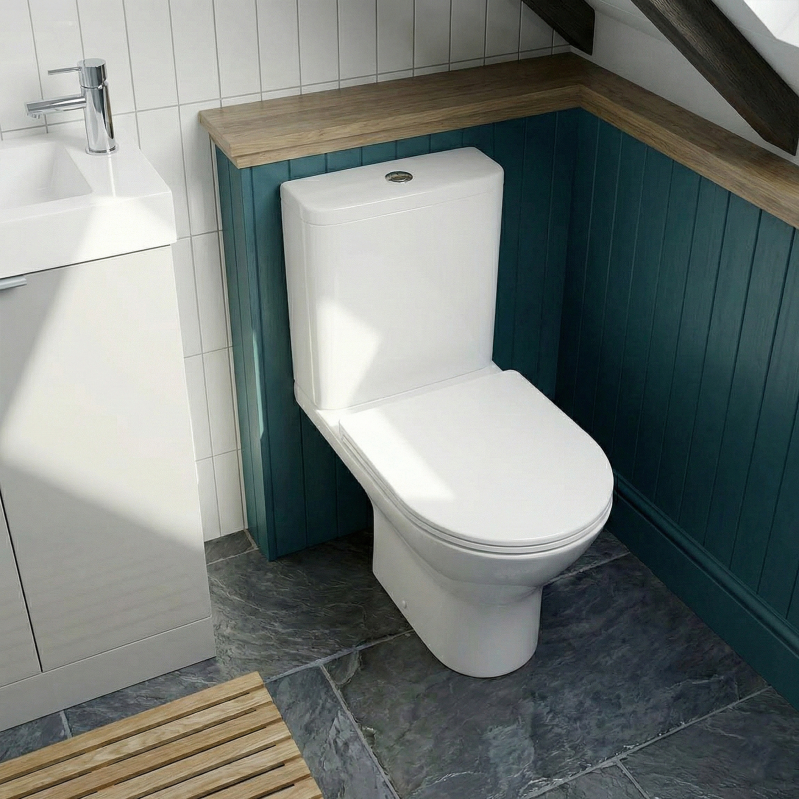Nanuya Cloakroom 400mm Matte Grey Freestanding Vanity Basin Unit & Close Coupled Toilet with Soft Close Seat