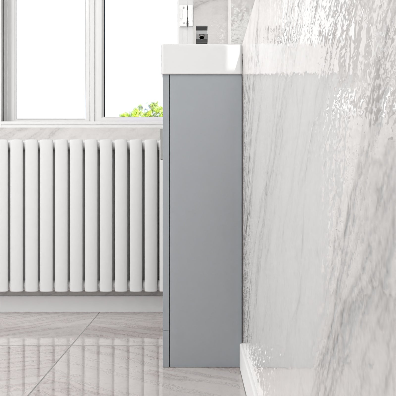 Nanuya Matte Grey 400mm Cloakroom Vanity Basin Unit Basin Mixer Tap & Waste