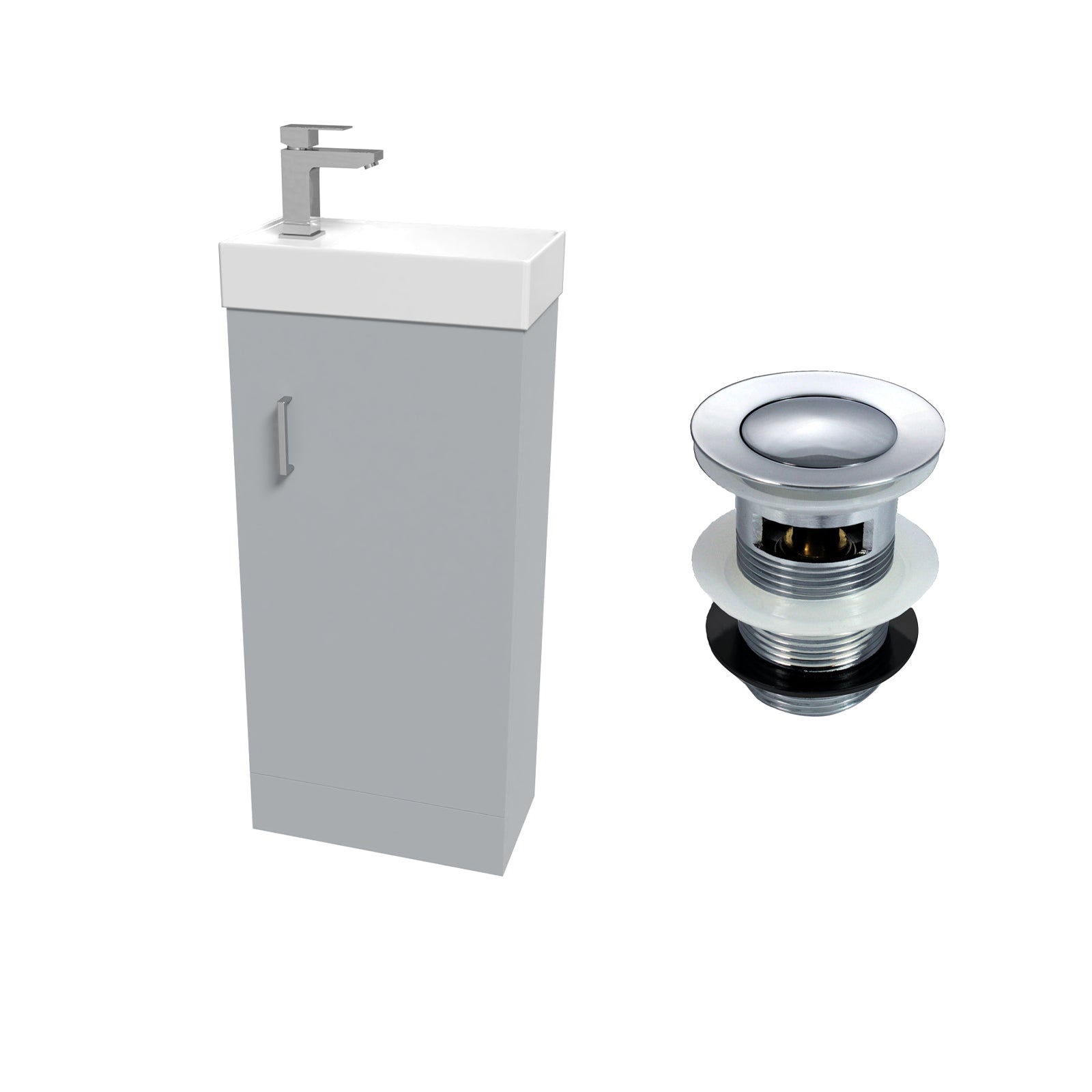 Nanuya Matte Grey 400mm Cloakroom Vanity Basin Unit Basin Mixer Tap & Waste