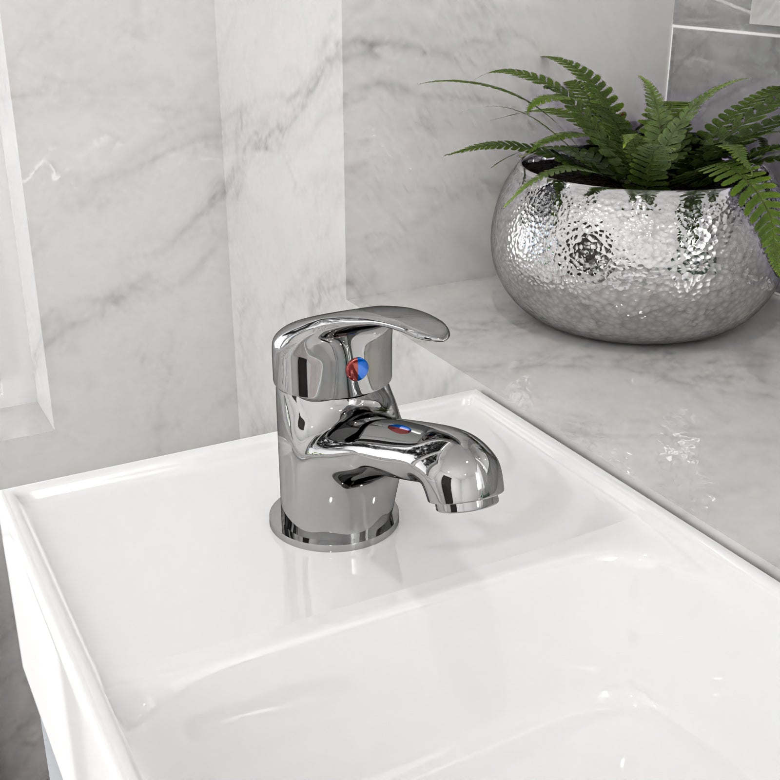 Nanuya Matte Grey 400mm Cloakroom Vanity Basin Unit, Mono Mixer Tap & Waste