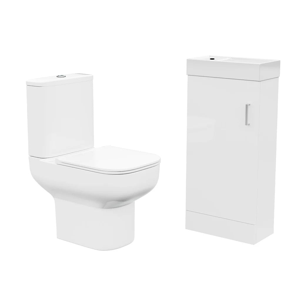 400mm Floor Standing Vanity with Basin & Close Coupled Toilet with Seat