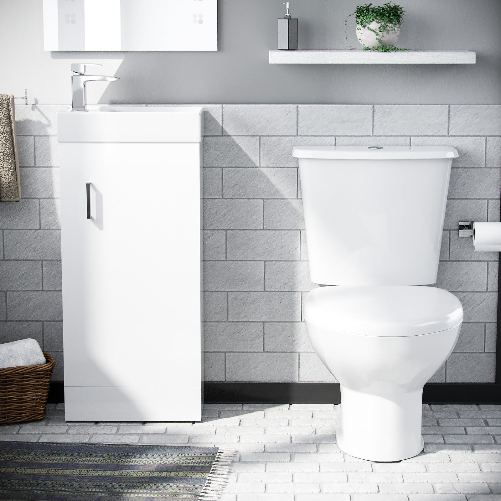 Nanuya Small Storage 400 mm Cloakroom Basin Sink Vanity Unit Bathroom Cabinet