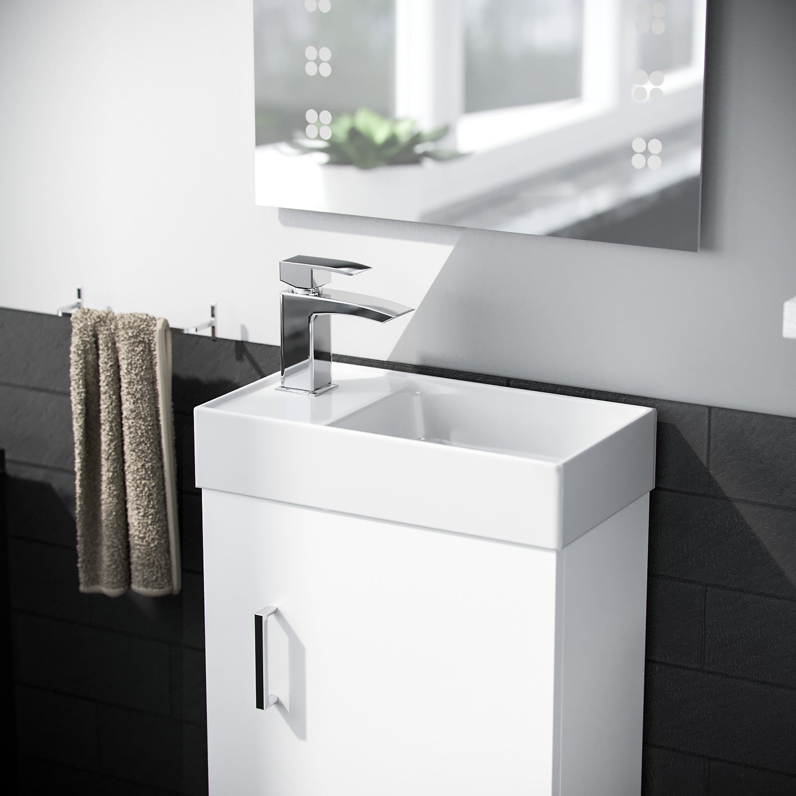 Nanuya 400mm Vanity Basin Unit & Close Coupled Toilet White