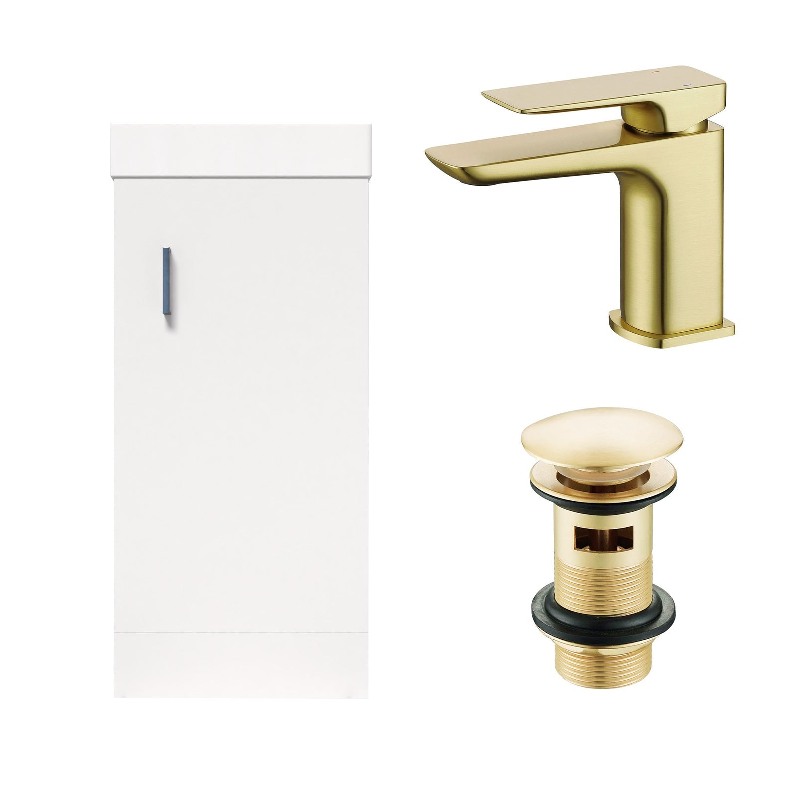 Nanuya White Floorstanding 400mm Vanity Unit & Square Basin Mixer Tap