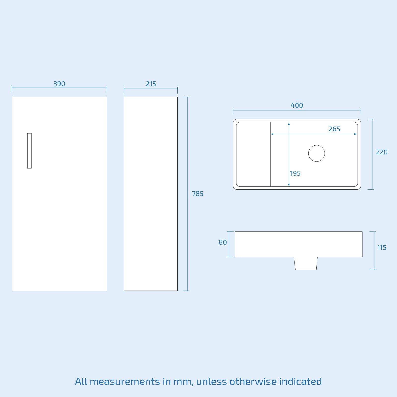 Nanuya 400mm Matte Grey Bathroom Basin Sink Vanity Unit Cabinet