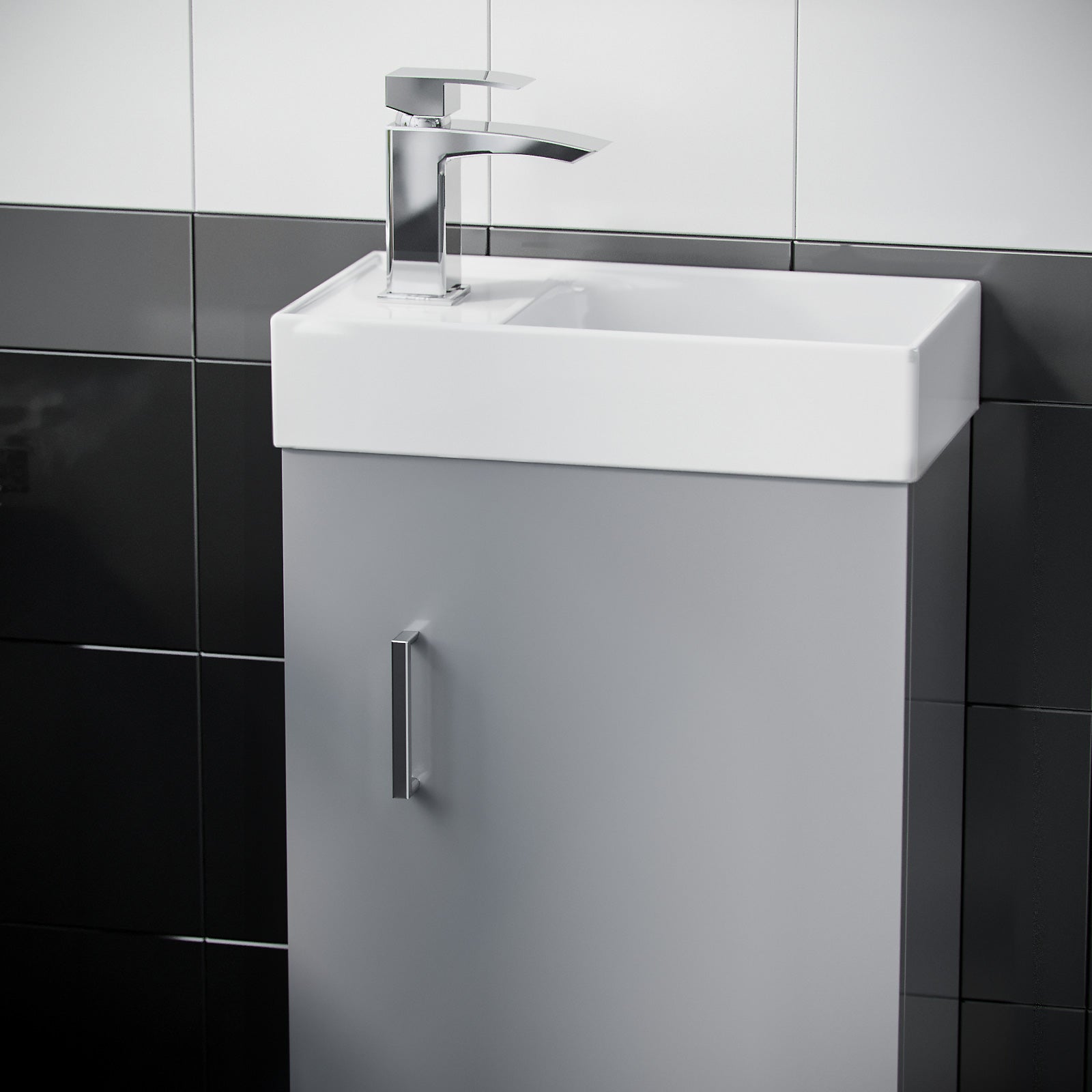 Nanuya 400mm Cloakroom Compact Wall Hung Basin Vanity Unit Grey