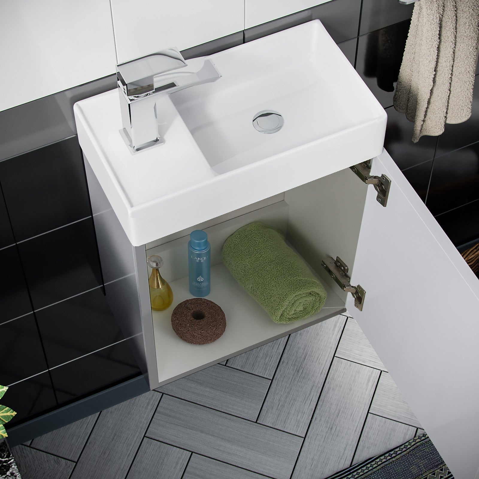 Nanuya 400mm Cloakroom Compact Wall Hung Basin Vanity Unit Grey
