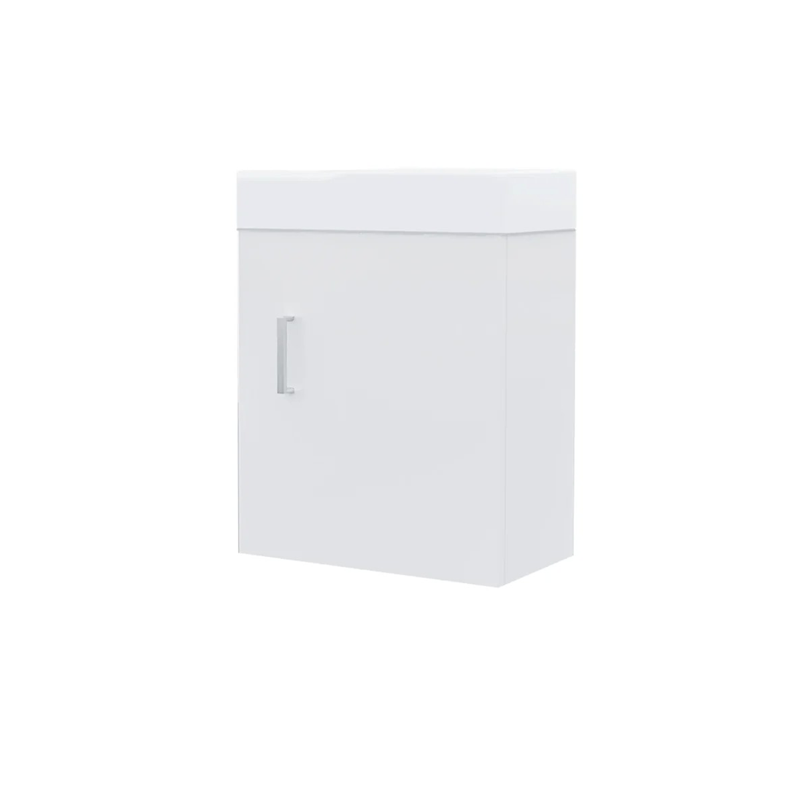 White rectangular box with a handle on a white background