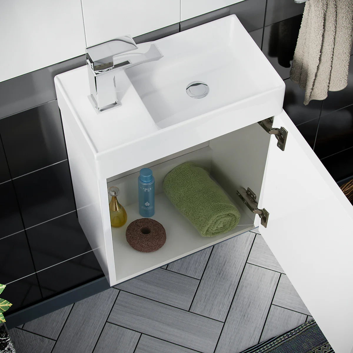 Nanuya Cloakroom Basin Sink Vanity Unit and Close Coupled Toilet WC Pan Cistern