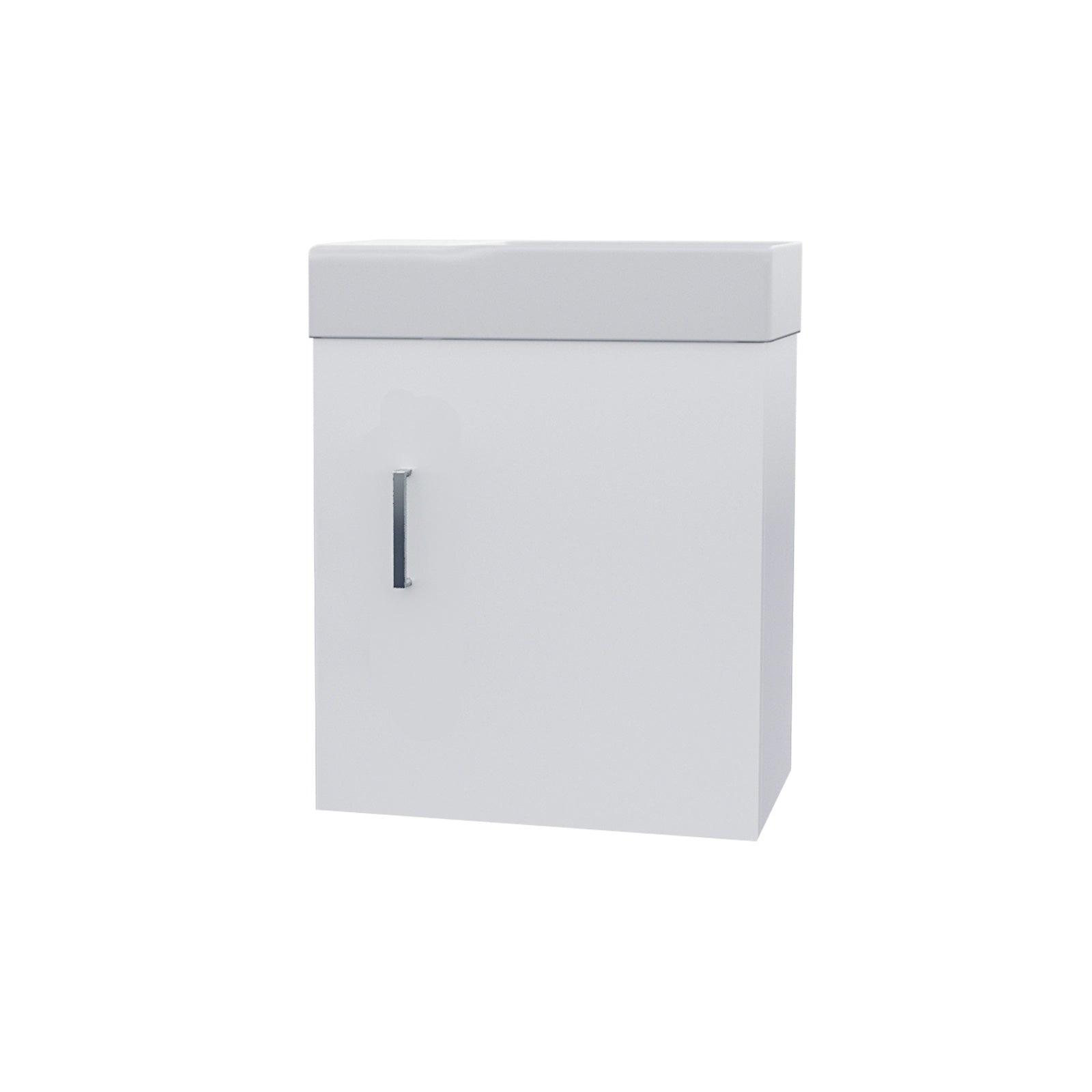 Nanuya 400mm Cloakroom Wall Hung Basin Vanity Unit Door Hinges Soft Close White