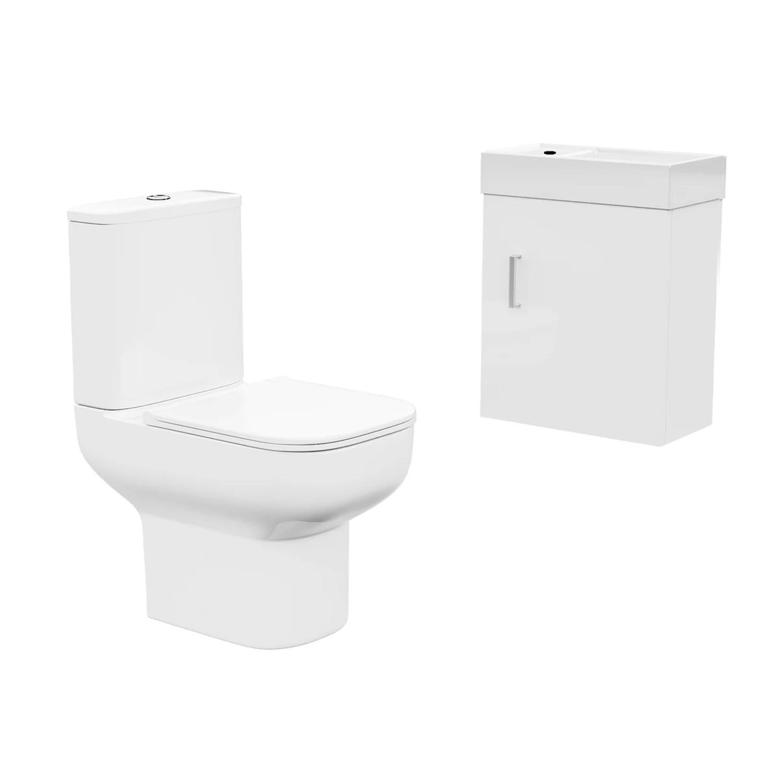 White 400mm Wall Hung Vanity and Close Coupled Toilet with Soft Close Seat